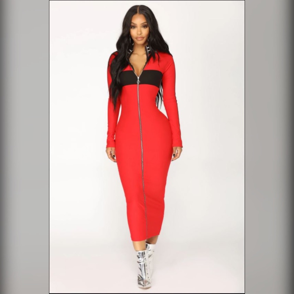To The Finish Zipper Dress
